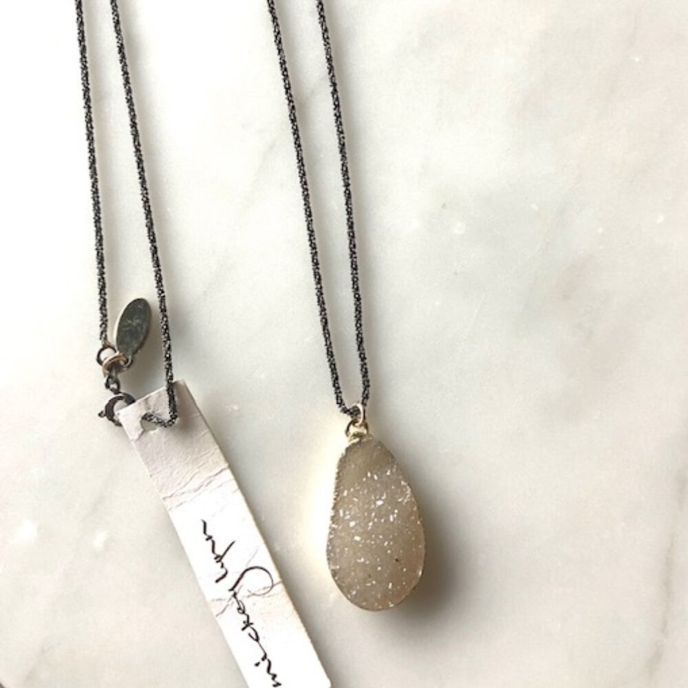 MICKEY LYNN HANDCRAFTED LONG DRUZY PENDANT/LAYERING NECKLACE